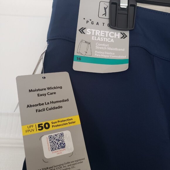 PGA Tour Women's Shorts w/Comfort Stretch Waist 50 UPF Navy Size 16 New with Tag - Picture 4 of 9